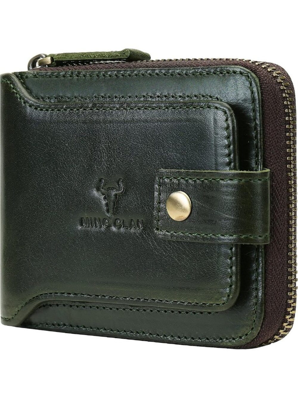 RFID Blocking Leather Bifold Wallet for Men, Zipper Coin Pocket & ID Window